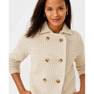 Ann Taylor NEW Textured Stitch Sweater Jacket Cardigan ButtonUp Khaki Women Sz S